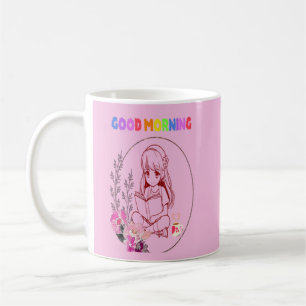 Caneca De Café Boas Manhãs Mug - Bonito Teen Girl Lendo