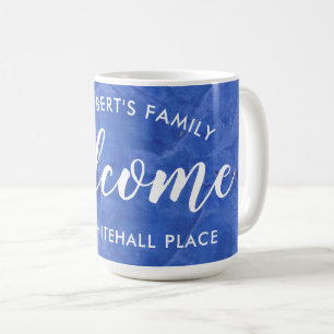 Caneca De Café Boas-vindas à Família Azul Marinho Moderno