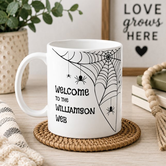Caneca De Café Boas-vindas à Teia de Halloween  (Criador carregado)