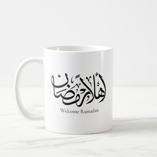 Caneca De Café Boas-vindas Ramadan Caligrafia Árabe Thuluth  (Esquerda)