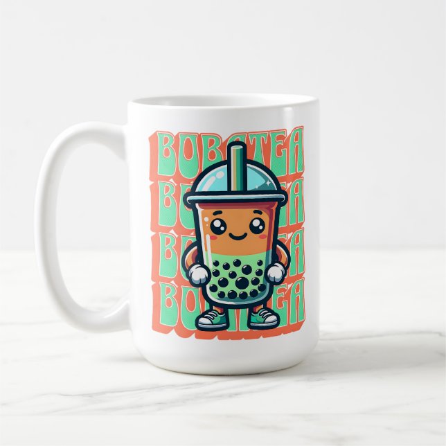 Caneca De Café Boba Bubble Tea Kawaii Cute Cartoon (Esquerda)