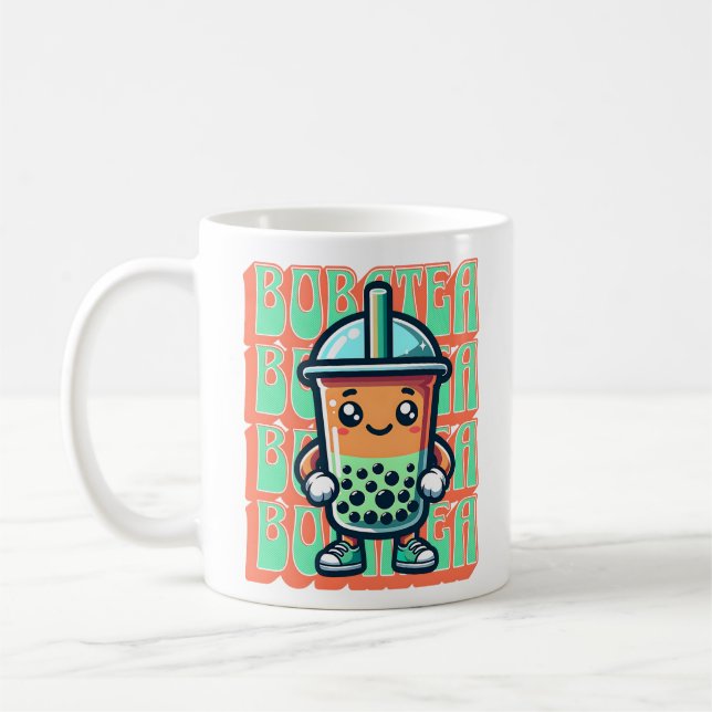 Caneca De Café Boba Bubble Tea Kawaii Cute Cartoon (Esquerda)
