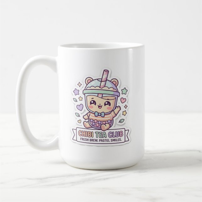 Caneca de Café Boba Urso Fofo Kawaii Chibi Tea Clu (Esquerda)
