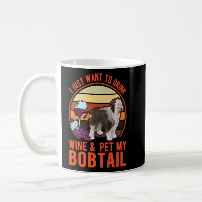 Caneca De Café Bobtail E Wine Old English Sheepdog Bobtail (Esquerda)