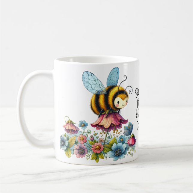 Caneca De Café Boca fora, abelha e flores (Esquerda)