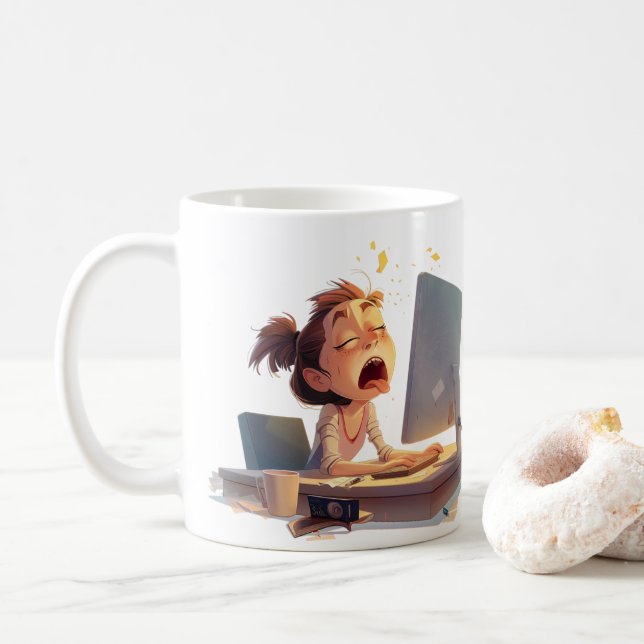 Caneca De Café Bocejo para café! Por ela (Com Donut)