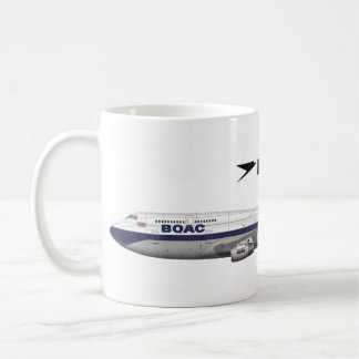 Caneca De Café Boeing 747-400 British Airways BOAC Retro Aviation