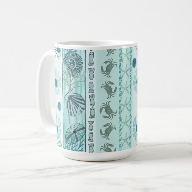 Caneca De Café Boêmia Oceânica e Floresta (Frente Esquerda)