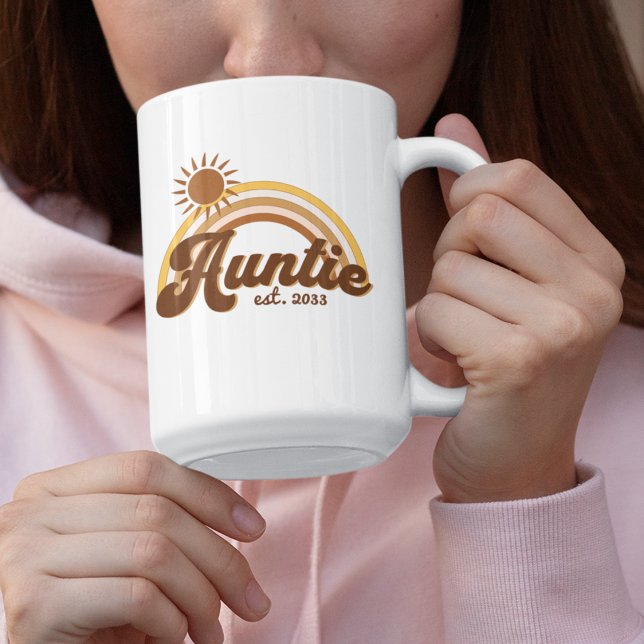 Caneca De Café Bohemian Burnt Orange Rainbow Sun Auntie Retro (Criador carregado)