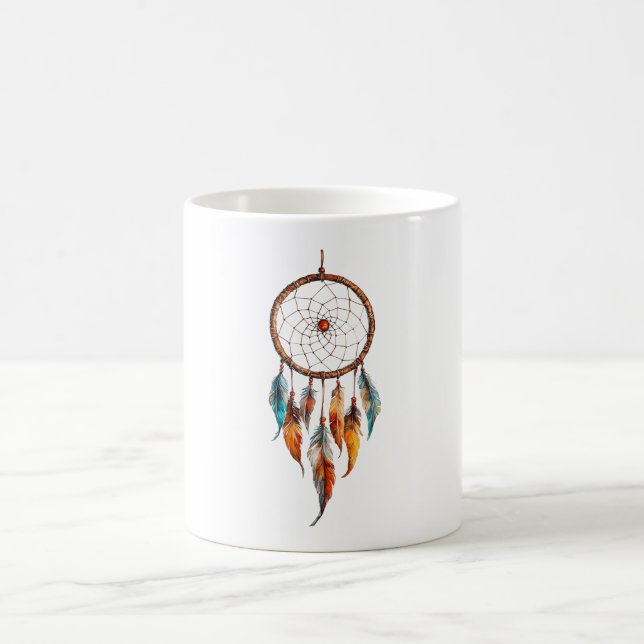 Caneca De Café Bohemian Feather Dreamcatcher Mug (Centro)