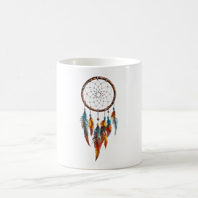 Caneca De Café Bohemian Feather Dreamcatcher Mug (Centro)