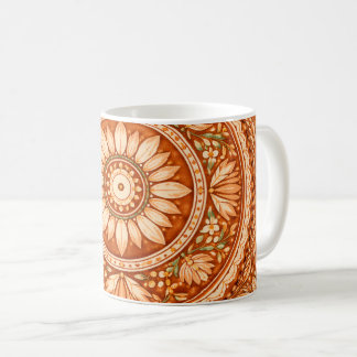Caneca De Café Bohemian Radiance: Terracotta Mandala Ceramic