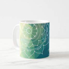 Caneca De Café Boho amarelo verde-azul de Mandala