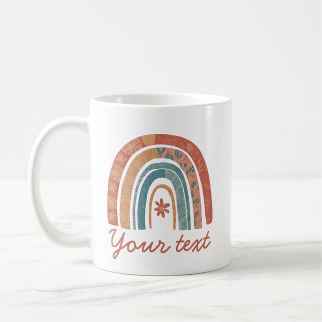 Caneca De Café Boho Arco-íris e flor, doce Mug (Esquerda)