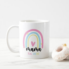 Caneca De Café Boho Arco-íris Personalizado Ano de Fundação Mama 