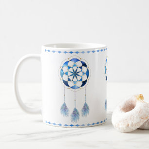 Caneca De Café Boho Blue Celestial Sky Mandala Chic Dreamcatcher