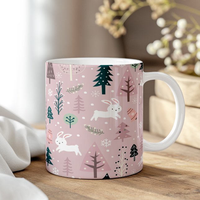 Caneca De Café Boho Blush Pink Winter Woodland Natal (Boho Blush Pink Winter Woodland Christmas Coffee Mug)