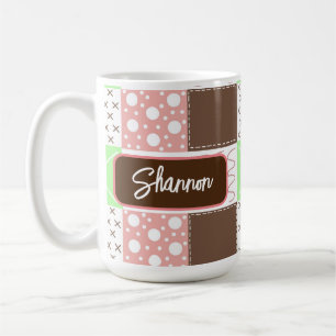Caneca De Café Boho Brown, Borgonha, Verde e Mauve Whimsical