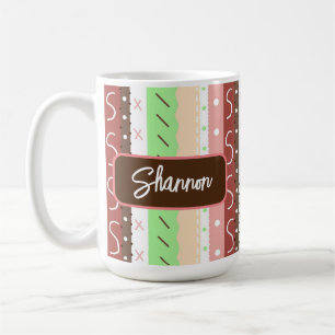 Caneca De Café Boho Brown, Borgonha, Verde e Mauve Whimsical