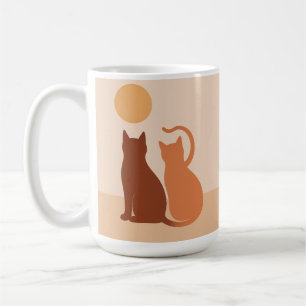 Caneca De Café Boho Cats Sunset Desert