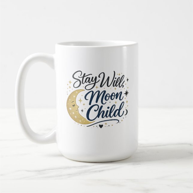 Caneca de Café Boho Celestial Criança da Lua Selva (Esquerda)