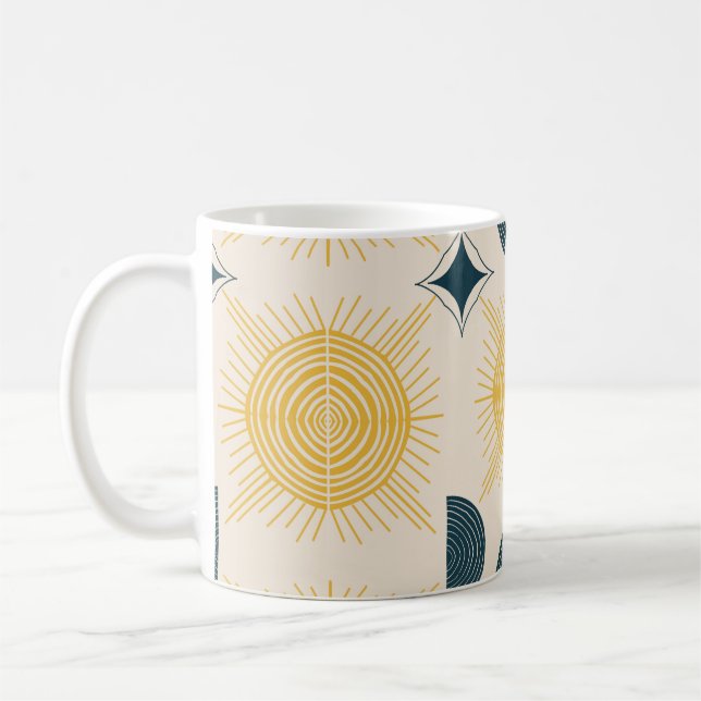 Caneca De Café Boho Celestial Sun Moon Patterno (Esquerda)
