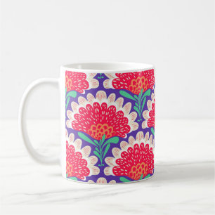 Caneca De Café Boho Chic Floral Vintage Impressão.