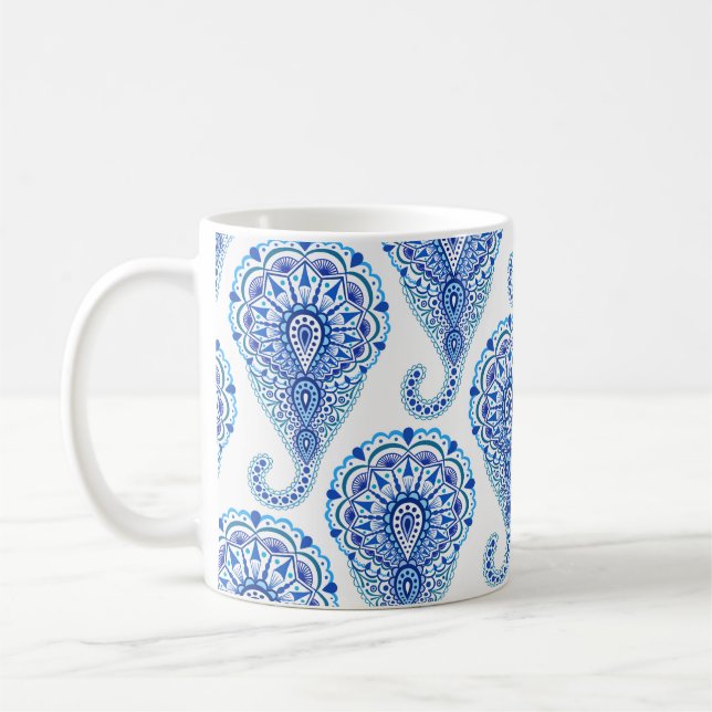 Caneca De Café Boho Chic Paisley Seamless Oriental (Esquerda)