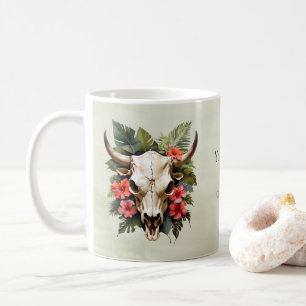 Caneca De Café Boho Chic Watercolor Vaca Tropical