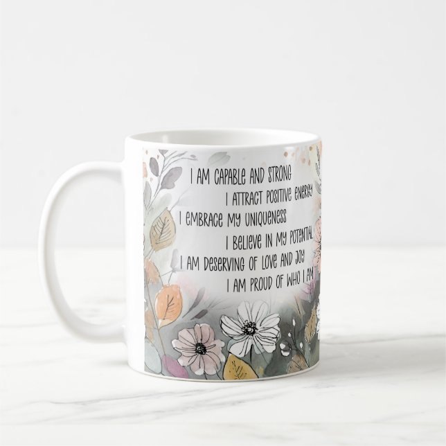 Caneca De Café Boho Cup, Mug Inspiracional de Cotação Positiva (Esquerda)