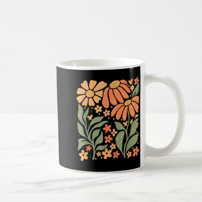 Caneca De Café Boho Daisy Flower,retro Floral Funny Gift Tee Wome (Direita)
