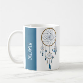 Caneca De Café Boho Dreamcatcher Quatro Penas Azuis da Web