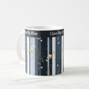 Caneca De Café Boho Flor de Campo Listrada Moderno Amo Minha Mãe