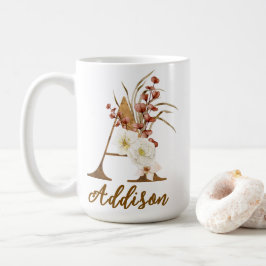 Caneca De Café Boho Floral A Monograma Wedding Favor