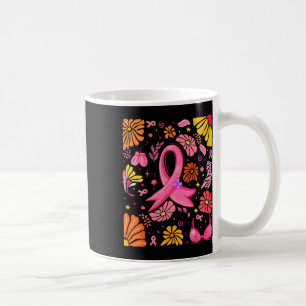 Caneca De Café Boho Floral Cancer de Sensibilização Friso Rosa Fr