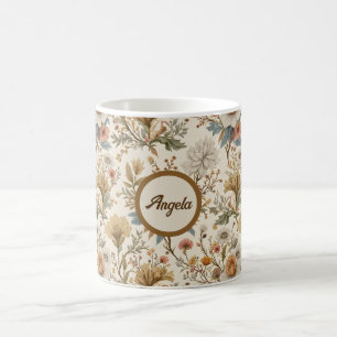 Caneca De Café Boho Floral em Beige