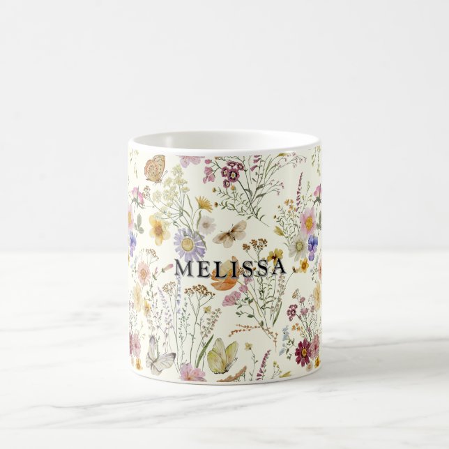 Caneca De Café Boho Floral Flores Silvestres (Centro)
