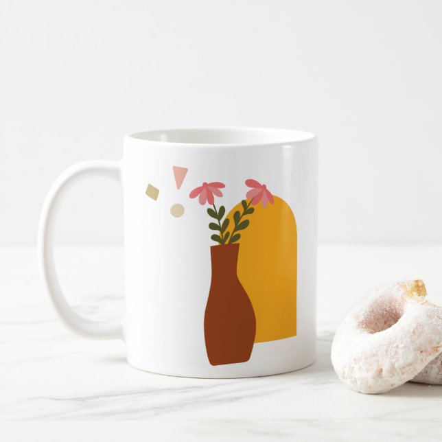 Caneca De Café Boho Floral Mug (Com Donut)