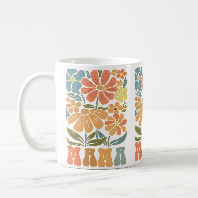 Caneca De Café Boho Floral Pastel MAMA Gift (Esquerda)