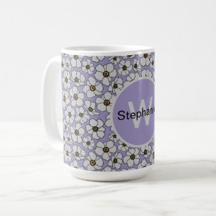 Caneca De Café Boho Flores Silvestres Sobre Lavanda