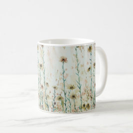 Caneca De Café Boho Flores Silvestres Vintage
