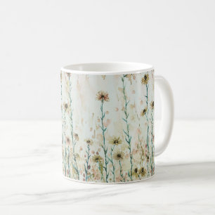 Caneca De Café Boho Flores Silvestres Vintage