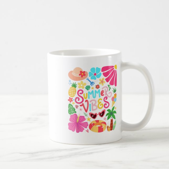 Caneca De Café Boho Flower Hello Summer Vibes Funny Beach Life Me (Direita)