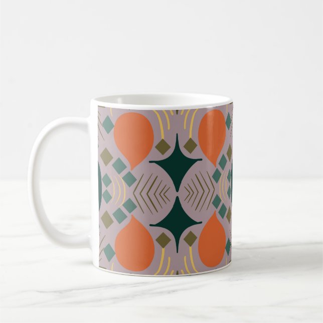 Caneca De Café Boho Geométrico Diamante Roxo (Esquerda)