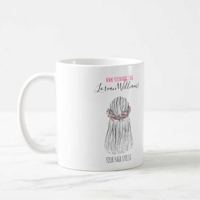 Caneca De Café Boho Hair Stylist Flor Crown Hairstyle (Esquerda)