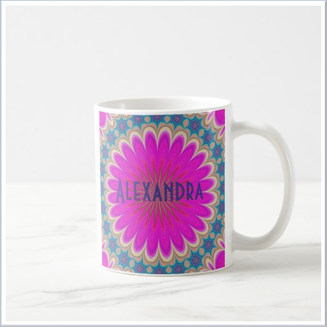 Caneca De Café Boho Hot Pink Mandala (Criador carregado)