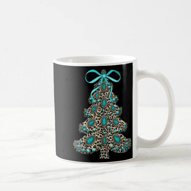 Caneca De Café Boho Leopard Christmas Tree Cheetah Print Coquette (Direita)