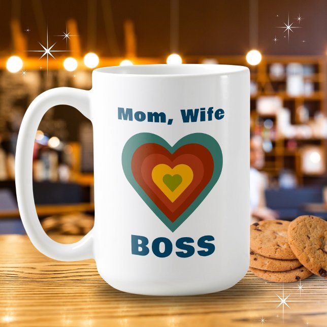 Caneca De Café BOHO Mãe, Esposa, Chefe (Available in multiple styles, colors and sizes. )