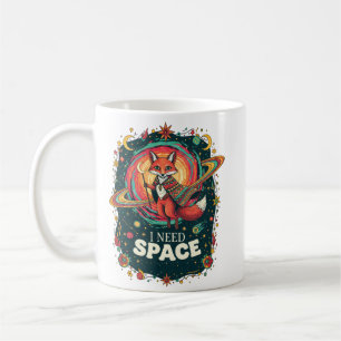 Caneca De Café Boho Multicolor Raposa Cósmica Preciso de Espaço R