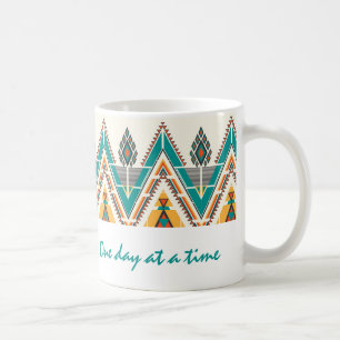Caneca De Café Boho Native Pattern Tribal "Um dia de cada vez"